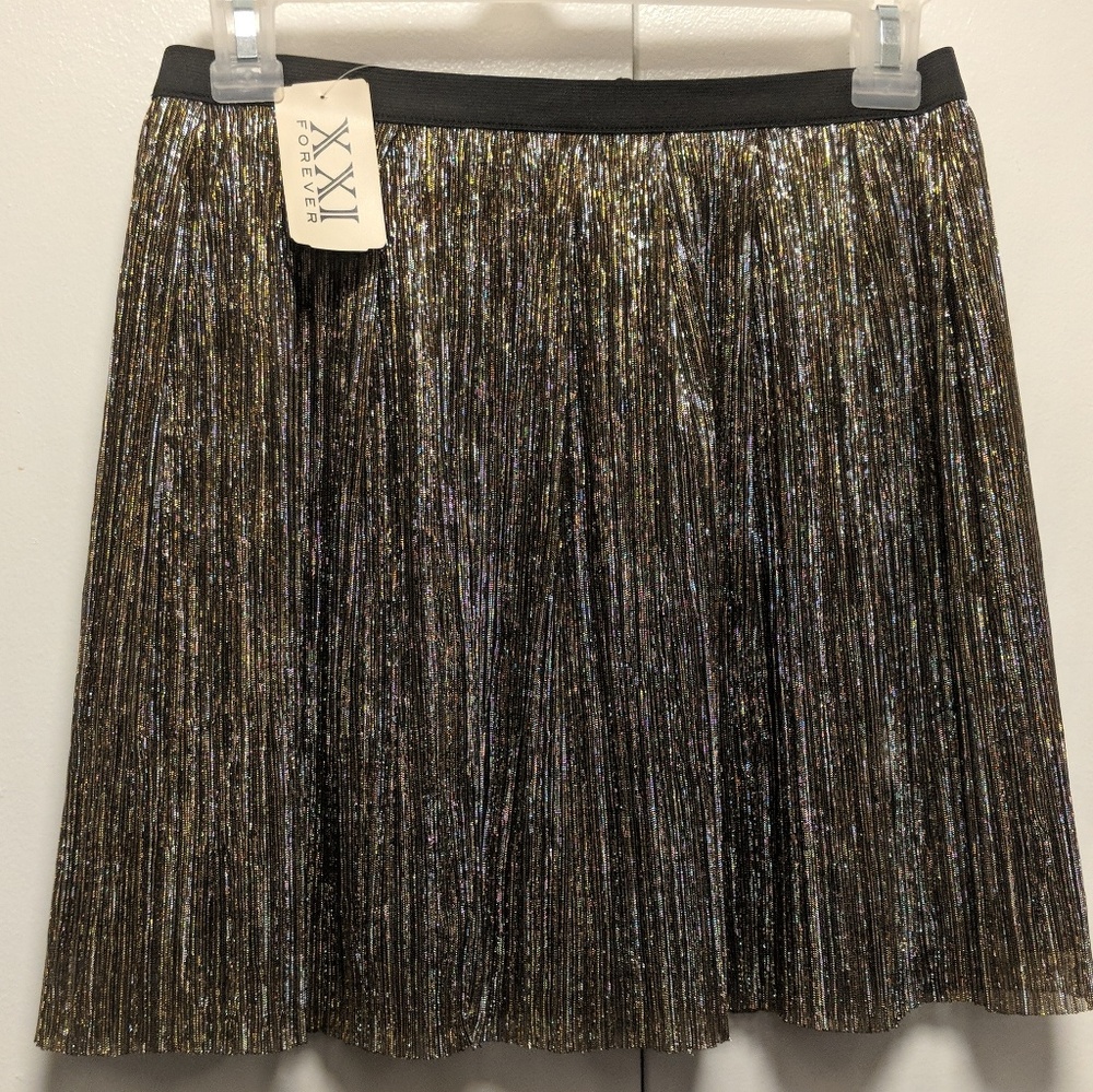 Gold and Black Shimmer Skater Skirt
